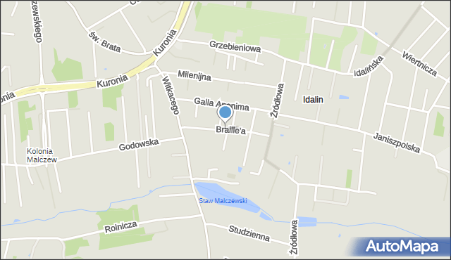 Radom, Braille'a Ludwika, mapa Radomia