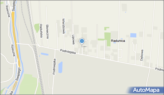 Radunica, Brzozowa, mapa Radunica