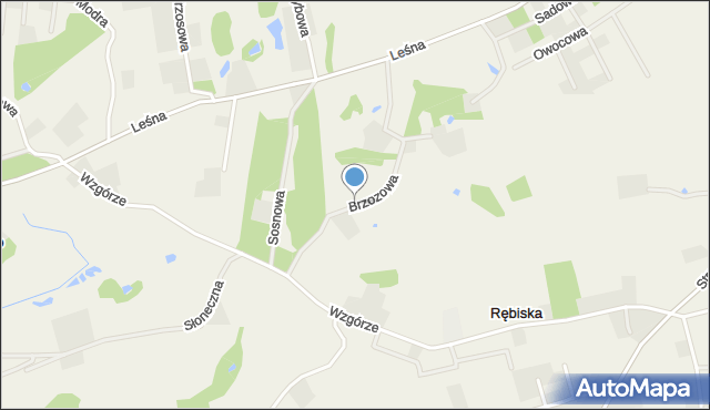 Rębiska gmina Szemud, Brzozowa, mapa Rębiska gmina Szemud