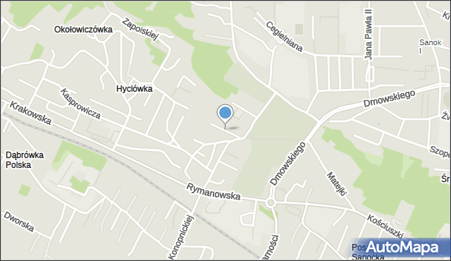 Sanok, Brzozowa, mapa Sanok