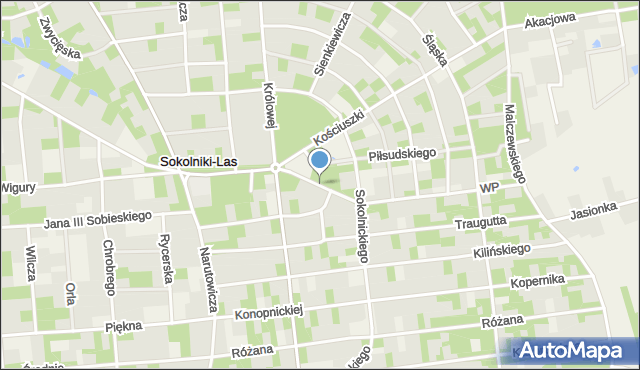 Sokolniki-Las, Brzóski Stanisława, ks., mapa Sokolniki-Las