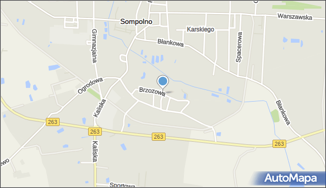 Sompolno, Brzozowa, mapa Sompolno