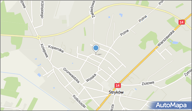 Stryków powiat zgierski, Broniewskiego Władysława, mapa Stryków powiat zgierski