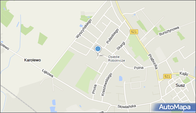 Susz, Brzechwy Jana, mapa Susz