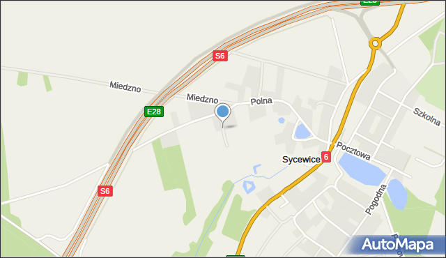 Sycewice, Brzozowa, mapa Sycewice