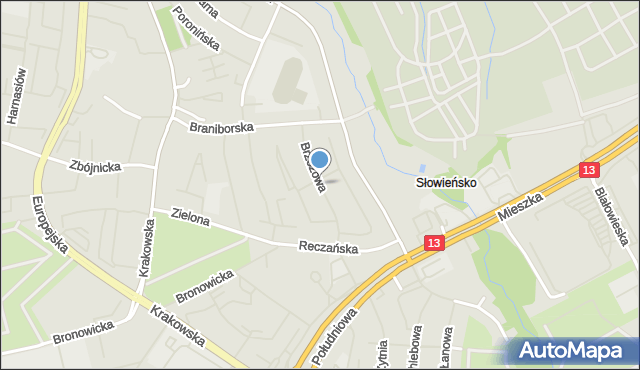 Szczecin, Brzozowa, mapa Szczecina
