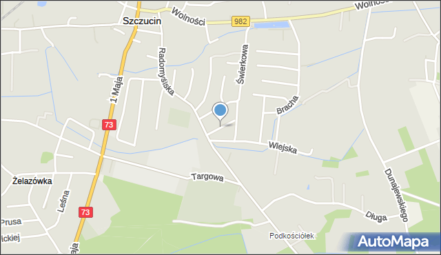 Szczucin, Brzozowa, mapa Szczucin