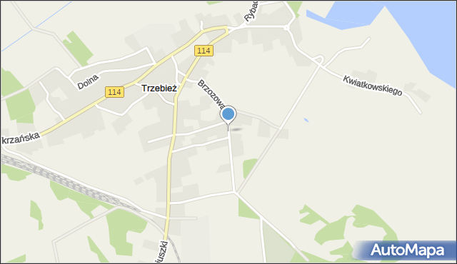 Trzebież, Brzozowa, mapa Trzebież