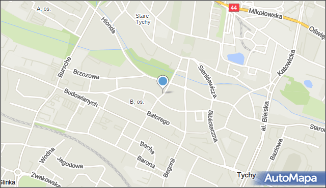 Tychy, Braterska, mapa Tychów