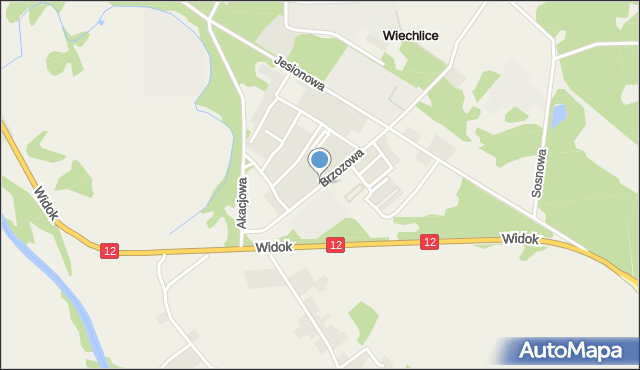 Wiechlice, Brzozowa, mapa Wiechlice