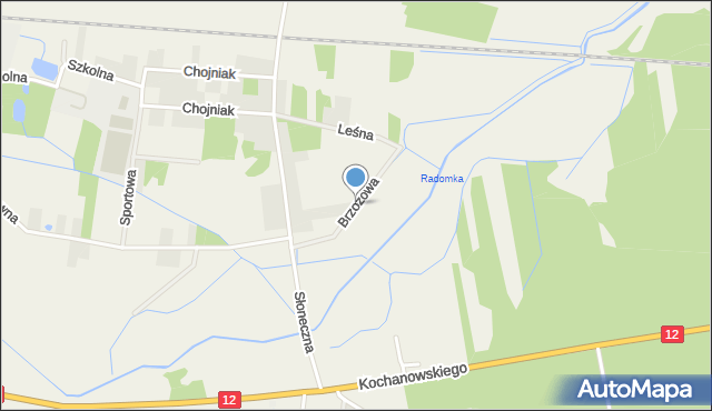 Wieniawa, Brzozowa, mapa Wieniawa