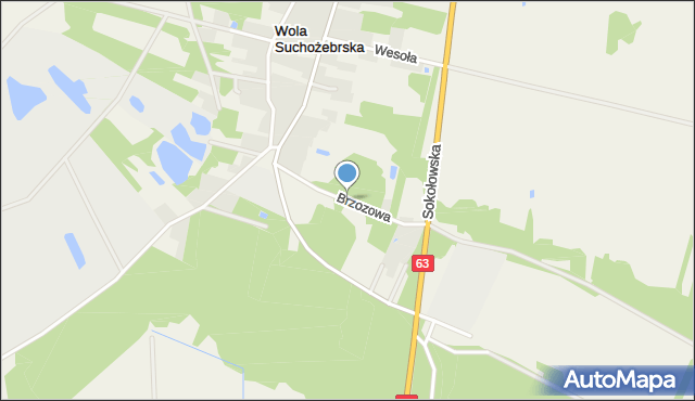 Wola Suchożebrska, Brzozowa, mapa Wola Suchożebrska