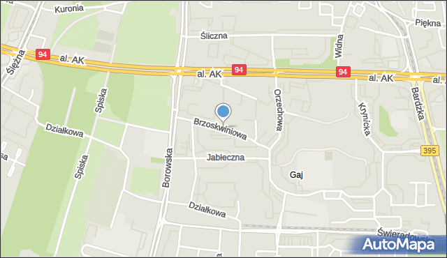 Wrocław, Brzoskwiniowa, mapa Wrocławia