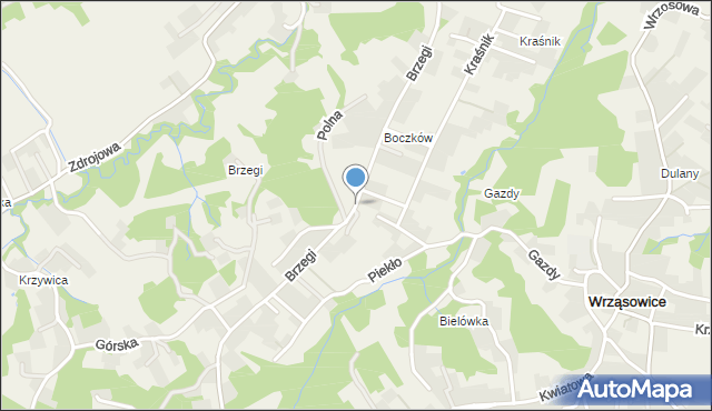 Wrząsowice, Brzegi, mapa Wrząsowice