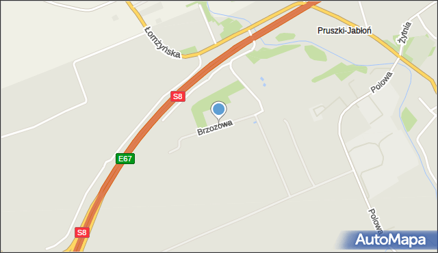 Zambrów, Brzozowa, mapa Zambrów