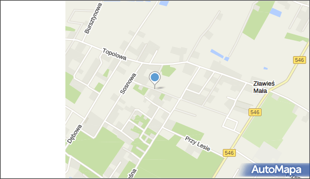 Zławieś Mała, Brzozowa, mapa Zławieś Mała