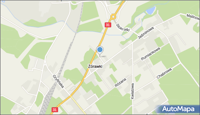 Żórawki, Brzozowa, mapa Żórawki
