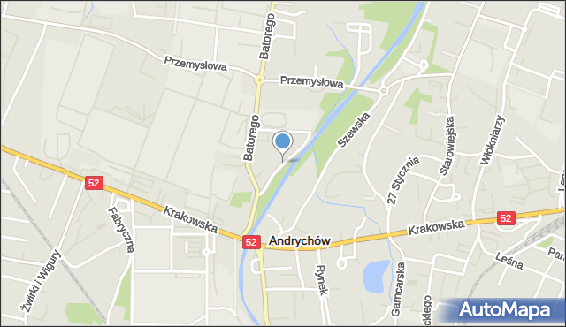 Andrychów, Bulwar Taborów Romskich, mapa Andrychów