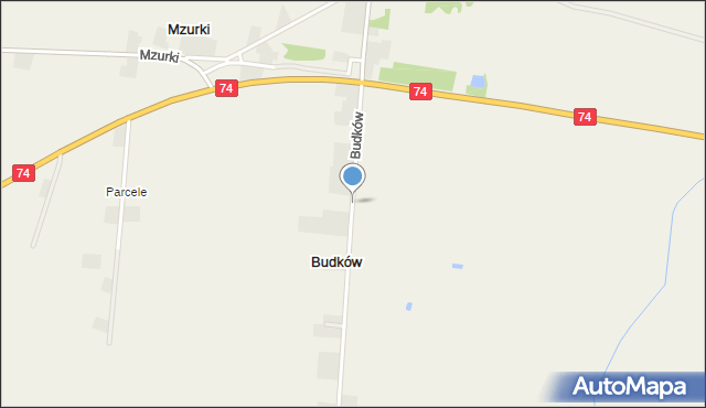 Budków gmina Wola Krzysztoporska, Budków, mapa Budków gmina Wola Krzysztoporska
