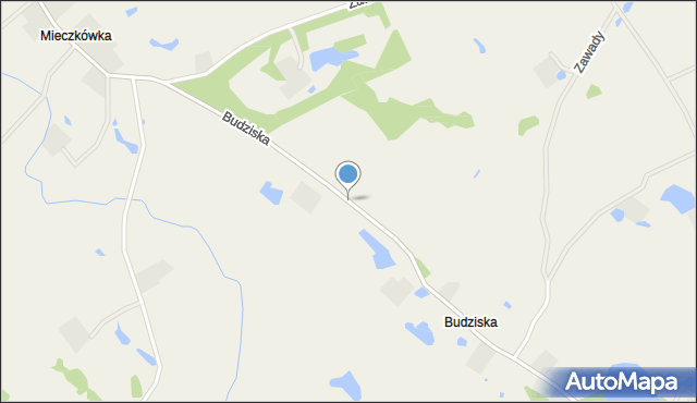 Budziska gmina Banie Mazurskie, Budziska, mapa Budziska gmina Banie Mazurskie