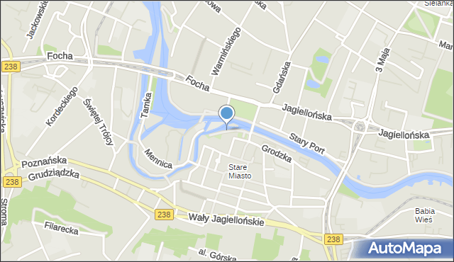Bydgoszcz, Bulwar Przy Katedrze, mapa Bydgoszczy