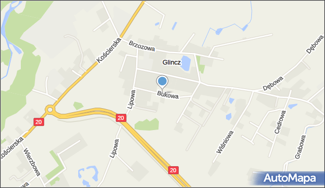 Glincz, Bukowa, mapa Glincz