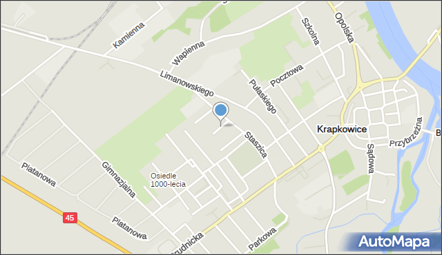 Krapkowice, Bursztynowa, mapa Krapkowice