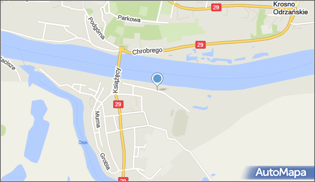 Krosno Odrzańskie, Bulwar św. Jana Pawła II, mapa Krosno Odrzańskie