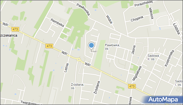 Piotrków Trybunalski, Budzanowskich Marii i Teofila, mapa Piotrków Trybunalski