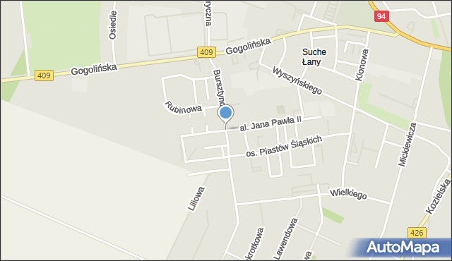 Strzelce Opolskie, Bursztynowa, mapa Strzelce Opolskie