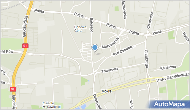 Toruń, Bukiewicz Wandy, mapa Torunia