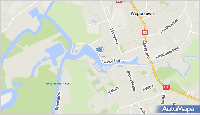 Węgorzewo, Bulwar Loir Et Cher, mapa Węgorzewo