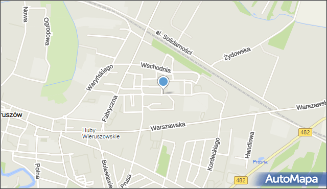 Wieruszów, Bursztynowa, mapa Wieruszów