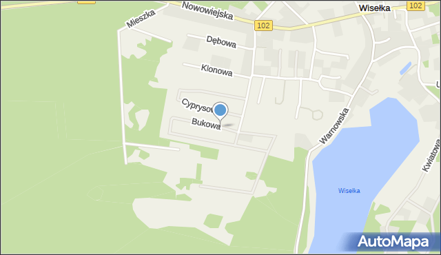 Wisełka, Bukowa, mapa Wisełka