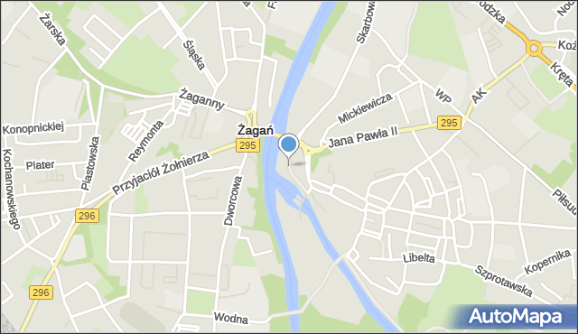 Żagań, Bulwar Szarych Szeregów, mapa Żagań