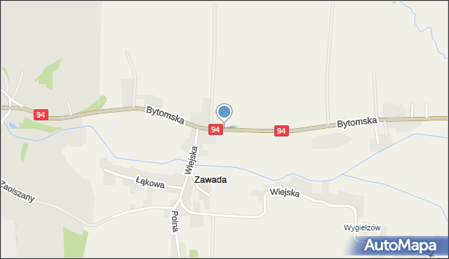 Zawada gmina Zbrosławice, Bytomska, mapa Zawada gmina Zbrosławice