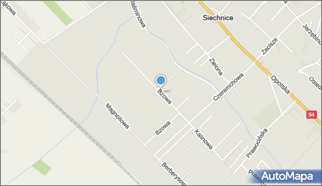 Siechnice, Bzowa, mapa Siechnice