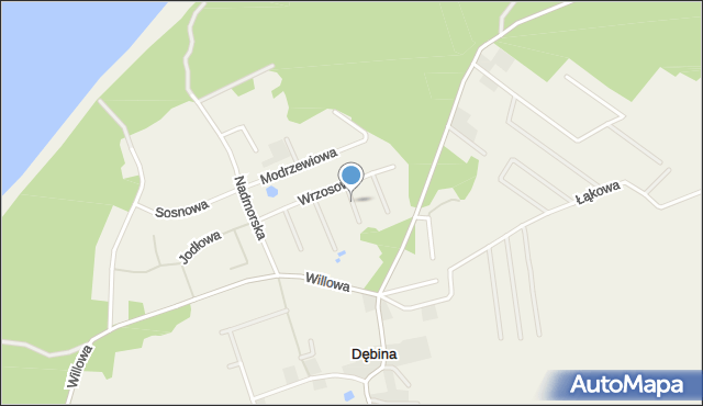 Dębina gmina Ustka, Cedrowa, mapa Dębina gmina Ustka