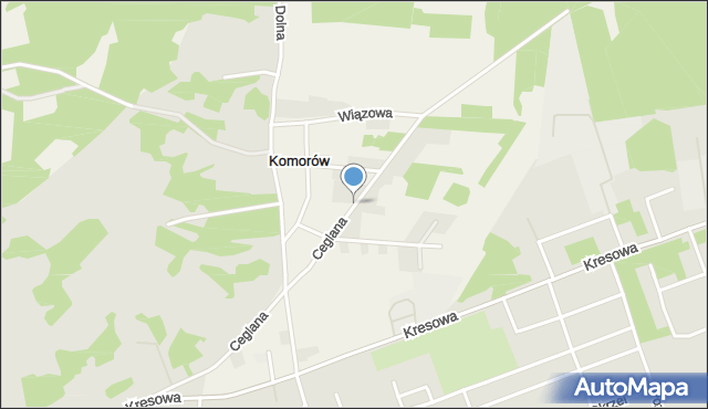 Komorów gmina Gubin, Ceglana, mapa Komorów gmina Gubin