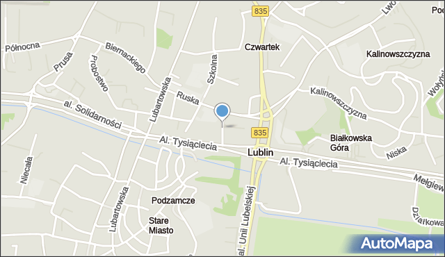 Lublin, Cerkiewna, mapa Lublina