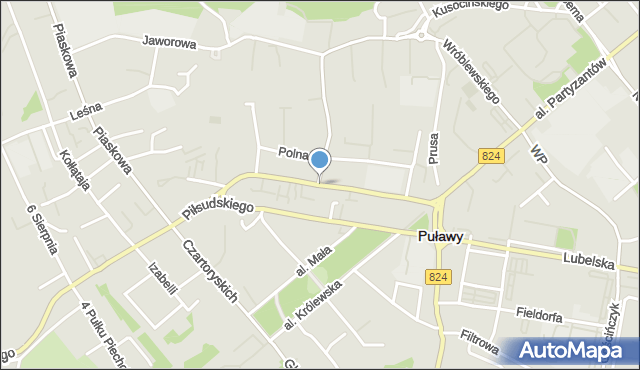 Puławy, Centralna, mapa Puław