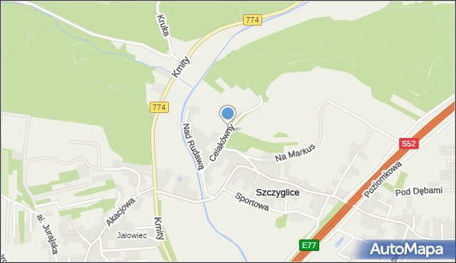 Szczyglice gmina Zabierzów, Celakówny Rozalii, mapa Szczyglice gmina Zabierzów