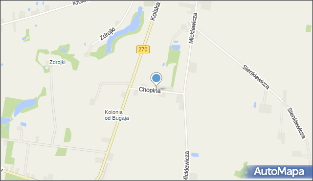 Brdów, Chopina Fryderyka, mapa Brdów