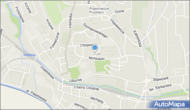 Cieszyn, Chopina Fryderyka, mapa Cieszyna