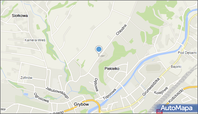 Grybów, Chłodna, mapa Grybów