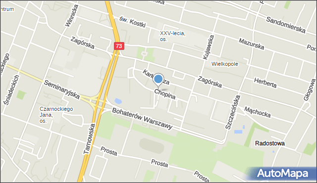 Kielce, Chopina Fryderyka, mapa Kielc