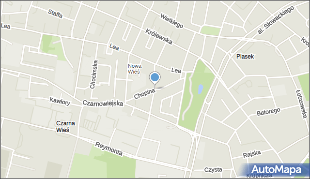 Kraków, Chopina Fryderyka, mapa Krakowa