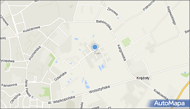 Krężoły gmina Sulechów, Chabrowa, mapa Krężoły gmina Sulechów