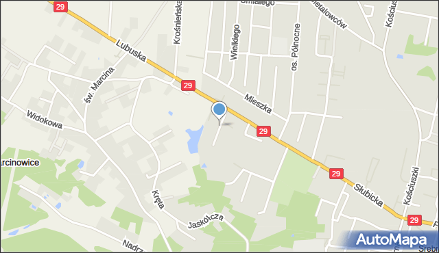 Krosno Odrzańskie, Chopina Fryderyka, mapa Krosno Odrzańskie