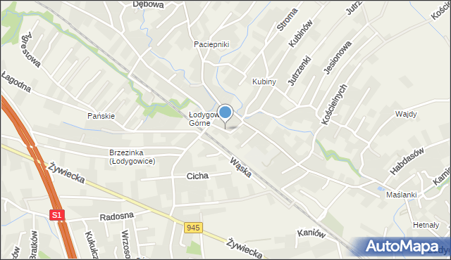 Łodygowice powiat żywiecki, Chabrowa, mapa Łodygowice powiat żywiecki